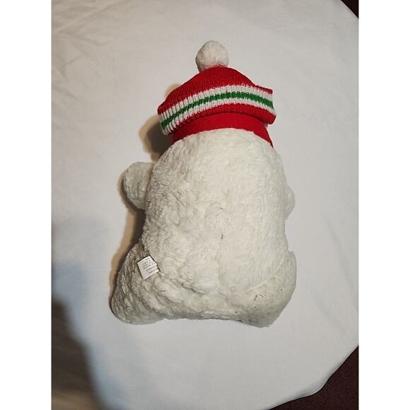 Plush Polar Bear Detachable Red Taboggan Scarf 14" White No Tag Details - Picture 3 of 13